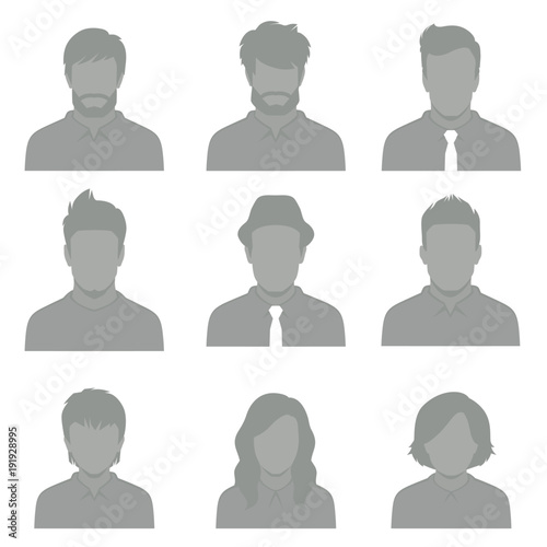 set of flat avatar, vector people icon, user faces design illustration, man and woman head photo