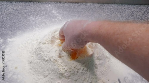 Manufacture of bakery products. The baker is making dough products.