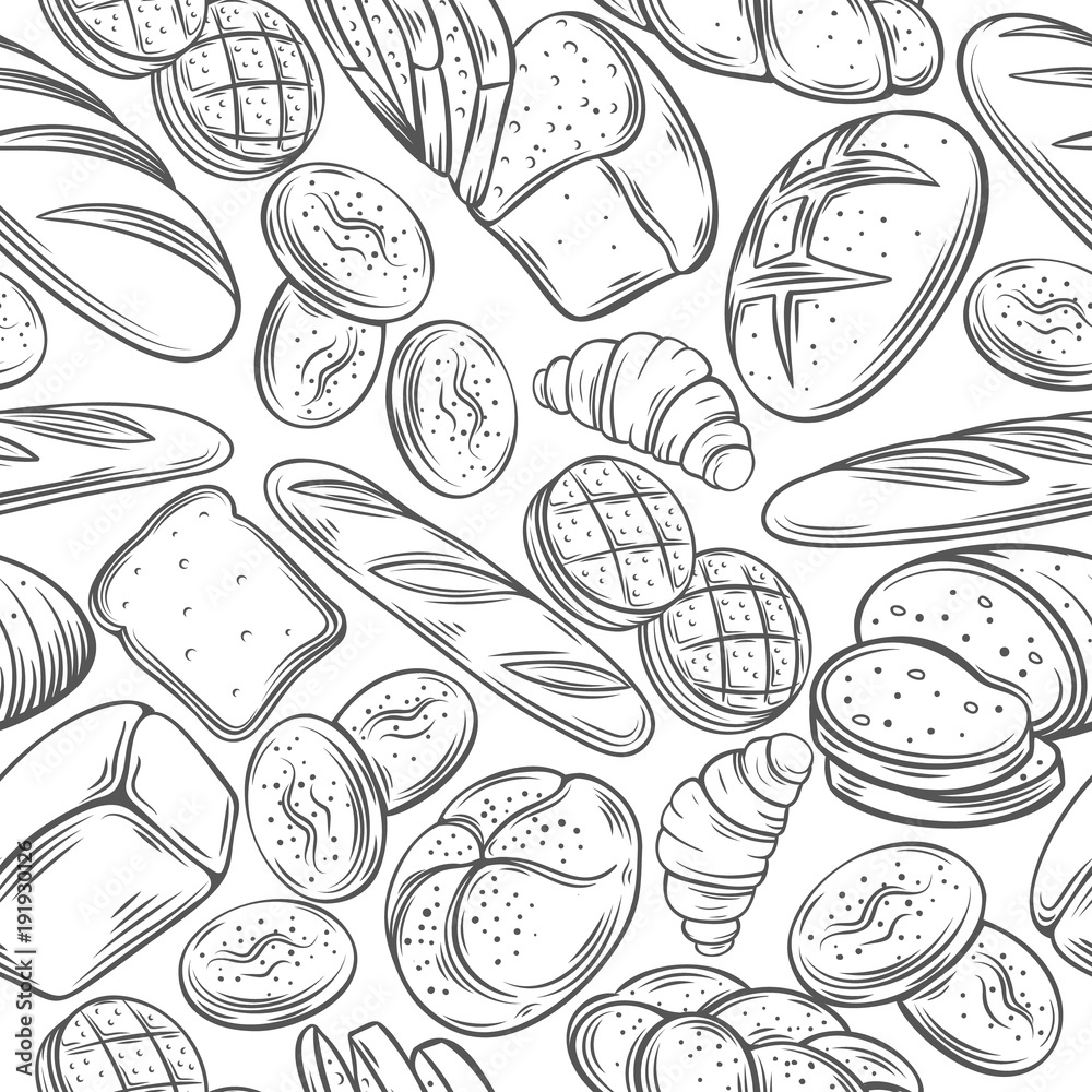 Sketch bread seamless pattern