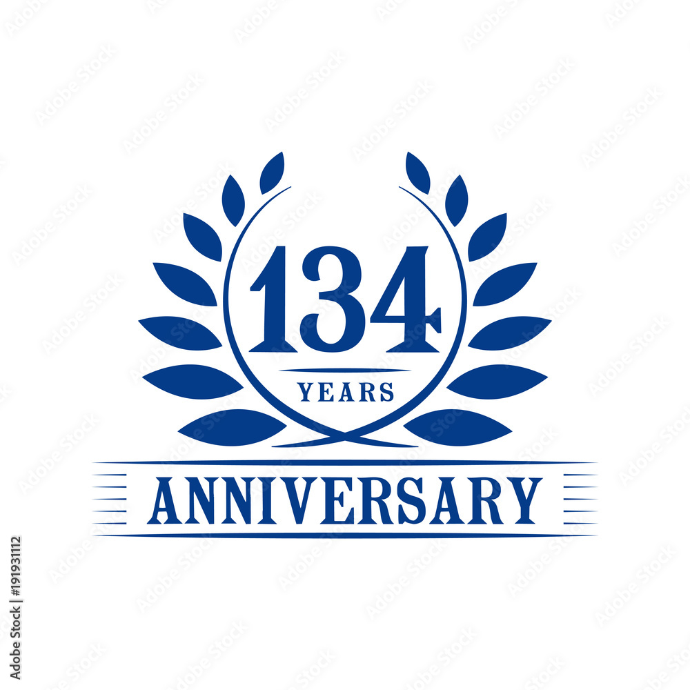 134 years anniversary logo template.
