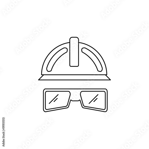 glasses and a helmet construction icon. Element of construction tools for mobile concept and web . Thin line icon for website design and development, app development. Premium icon photo