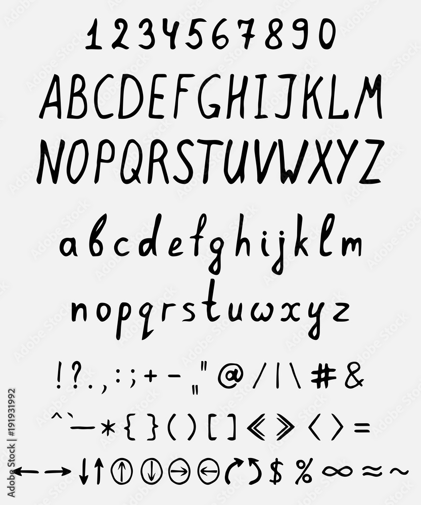 Handwritten font with a full set of elements Handwritten font with a full set of elements