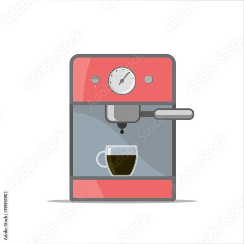 Isolated outline coffee machine vector illustration. Cooking equipment for hot drinking on white background
