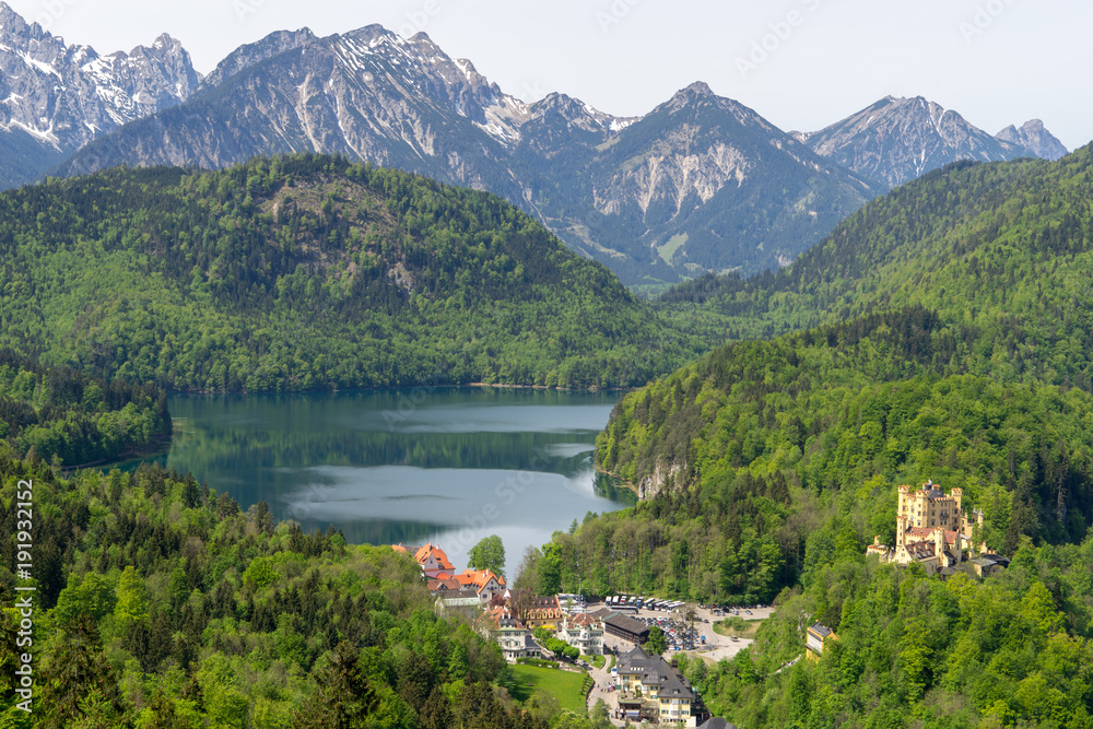 hohenschwangau Castle with Alpsee lake in summer ,Germany