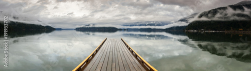 Canvas Print Wooden Dock on Harrison Lake, British Columbia, Canada