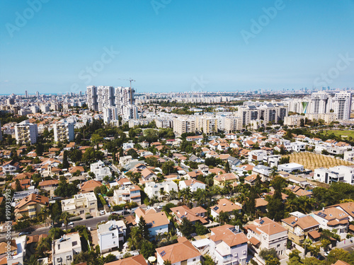 Aerial view from drone shot of Rishon LeZion, Israel. photo