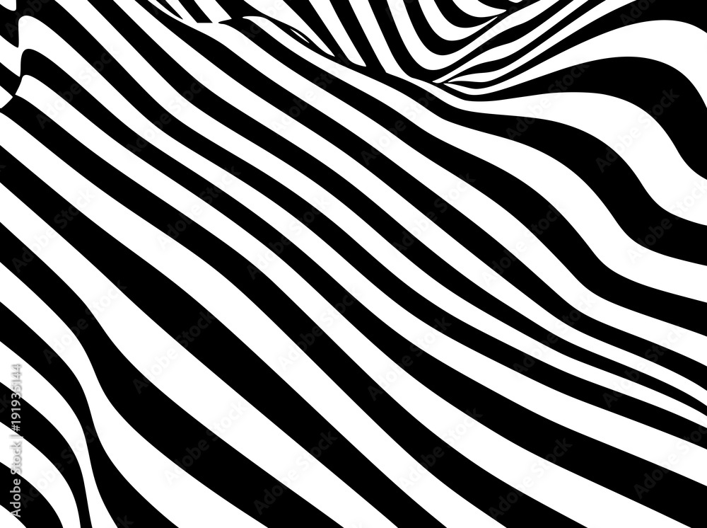 Obraz premium Abstract black and white striped optical illusion three dimensional geometrical shapes