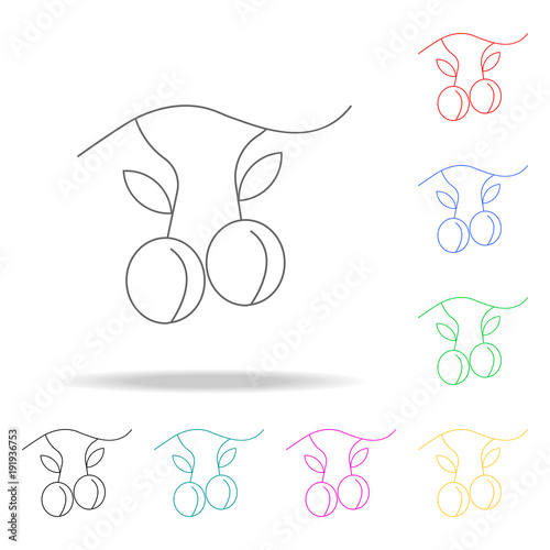 Plum with leaf icon. Element firefighters multi colored icons for mobile concept and web apps. Thin line icon for website design and development, app development. Premium icon