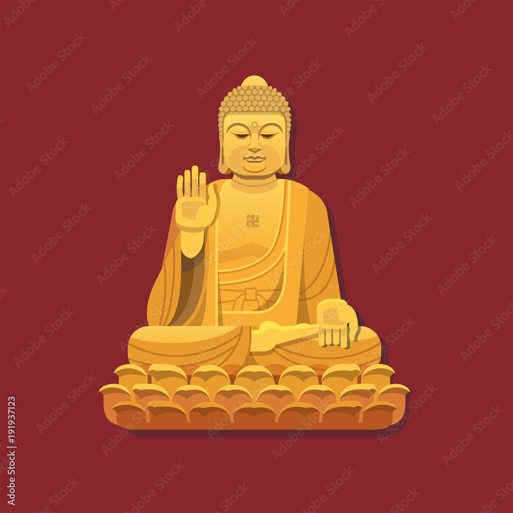 Fototapeta premium Nanshan Buddha Statue. Vector illustration