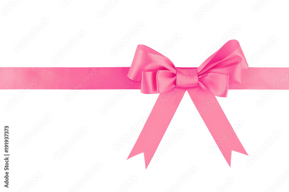 Pink Ribbon Bow Isolated On White Background Stock Photo