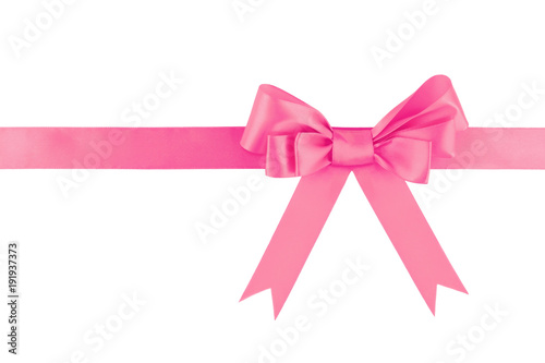 Pink ribbon bow isolated on white background