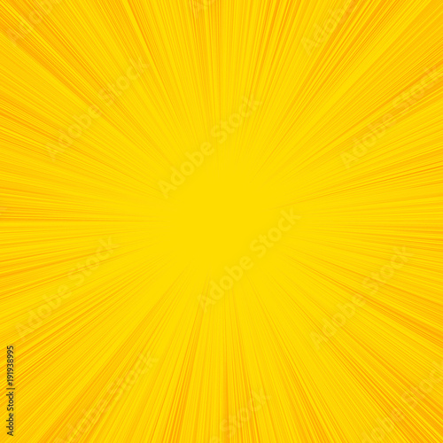 Summer sun rays, sunburst, light rays, sunbeam background abstract yellow. Comic book speed line radial background.