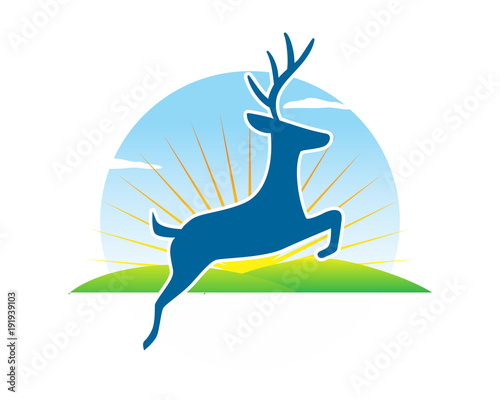 jumping reindeer deer elk stag image vector icon logo silhouette