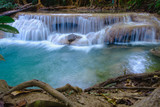 Beautiful Erawan waterfall in deep forest  ,Of Kanchanaburi Province, Thailand.