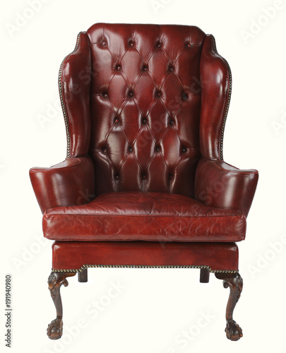 Leather chair red with clipping path.