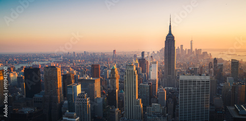 Leinwand Poster Manhattan Skyline at Sunset, New York City, United States of America