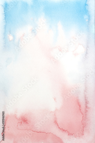 Pastel blue and pink watercolor on paper