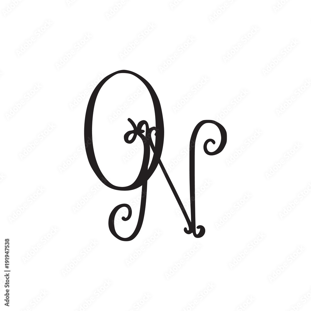 Handwritten monogram ON icon Handwritten monogram ON icon