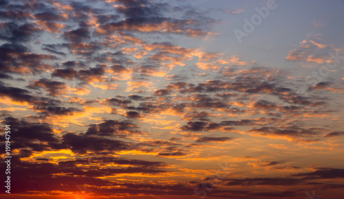 colorful dramatic sky with cloud at sunset © maykal