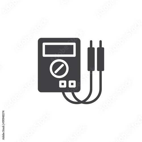 Digital multimeter icon vector, filled flat sign, solid pictogram isolated on white. Electrical measuring instrument symbol, logo illustration.
