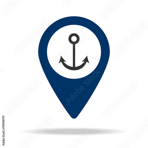port location in blue map pin icon. Element of map point for mobile concept and web apps. Icon for website design and development, app development. Premium icon
