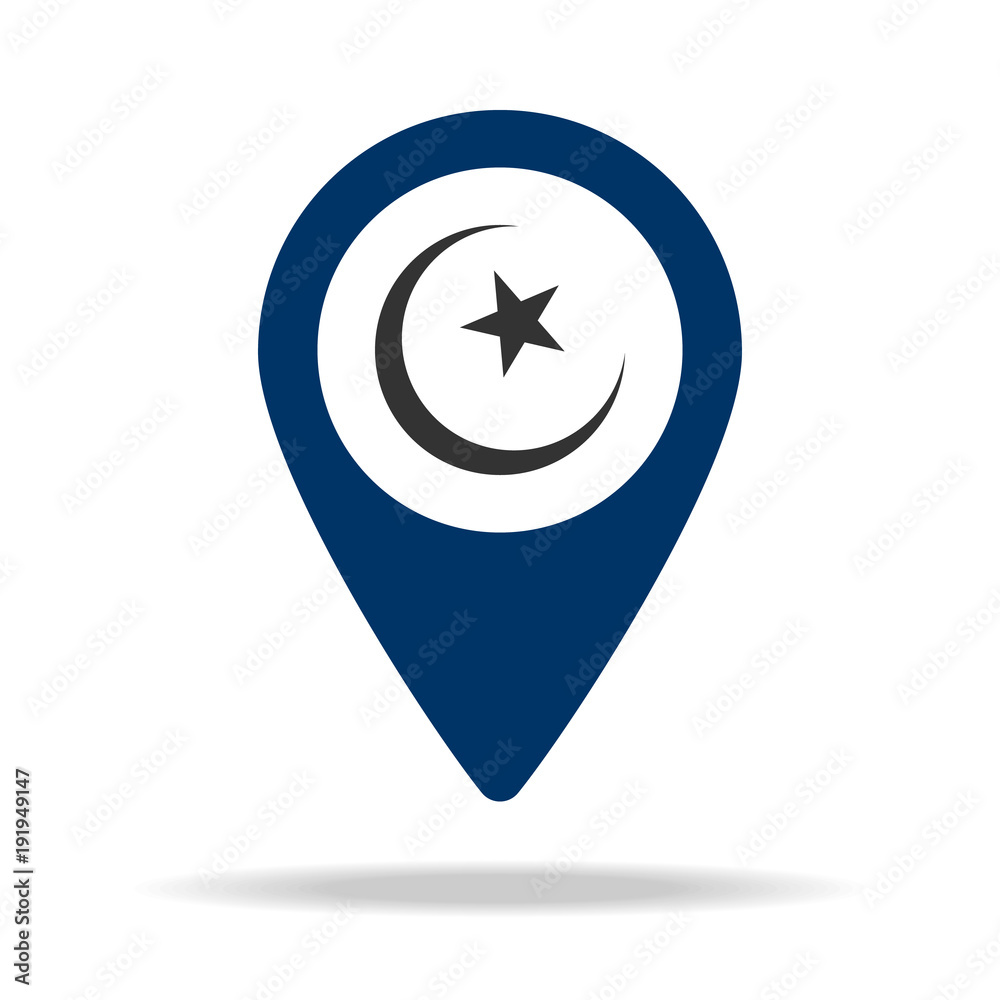 Mosque Symbol In Map Place Of The Mosque In Blue Map Pin Icon. Element Of Map Point For Mobile  Concept And Web Apps. Icon For Website Design And Development, App  Development. Premium Icon Stock Vector |