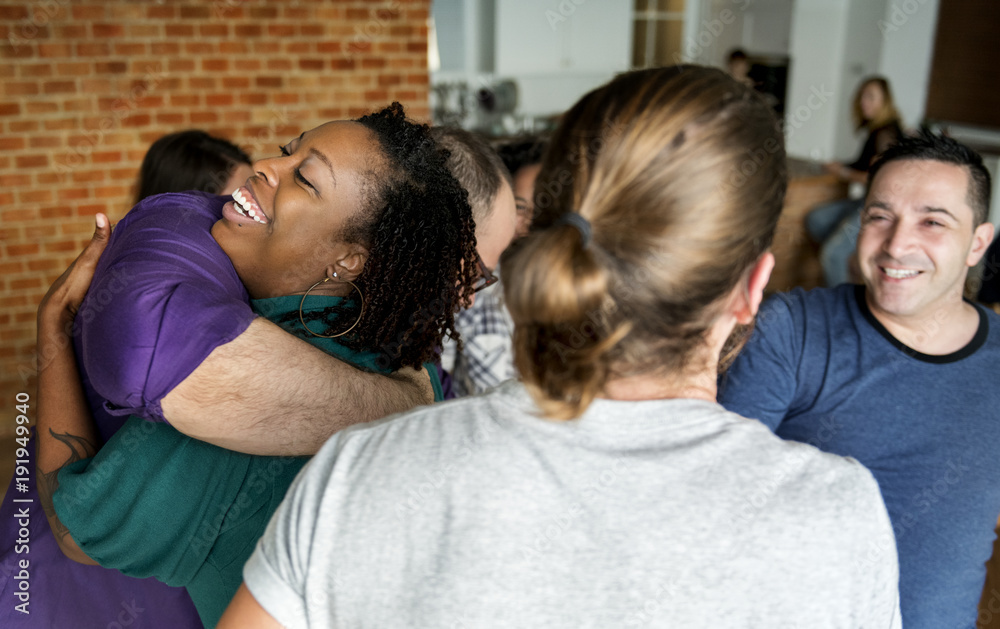 Fototapeta premium Friends hugging each other