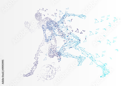 football match, Sports Graphics particles, Network connection turned into, illustration.