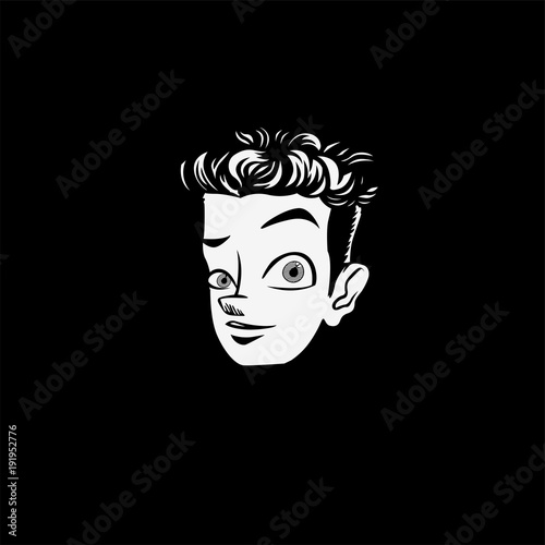 Happy cartoon boy head vector illustration