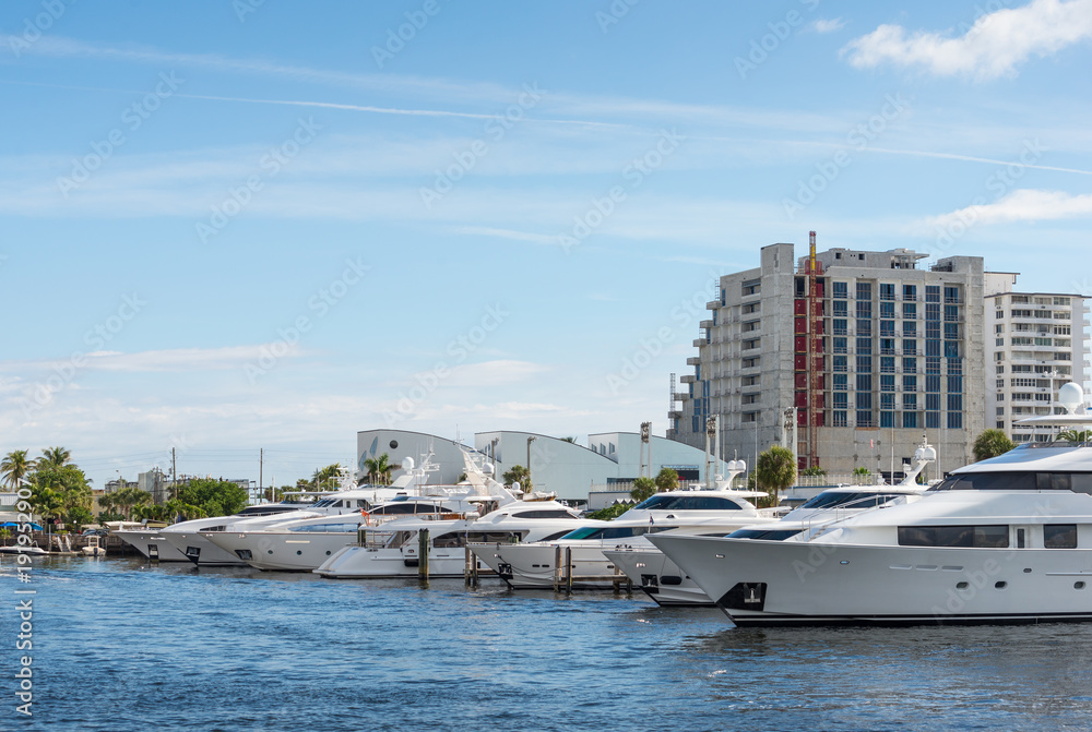 Luxury yachts in Ft Lauderdale harbor