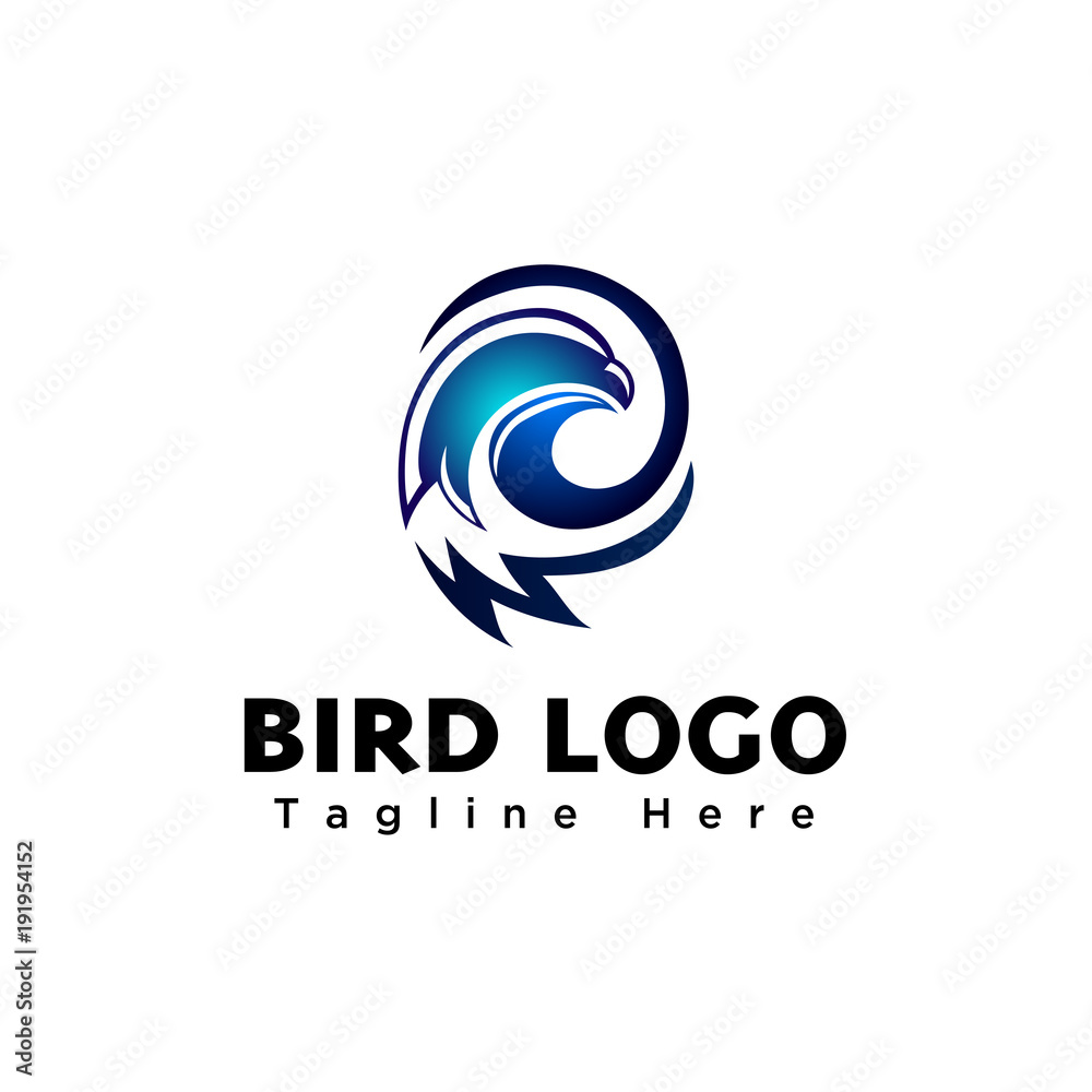 abstract circle bird eagle head logo