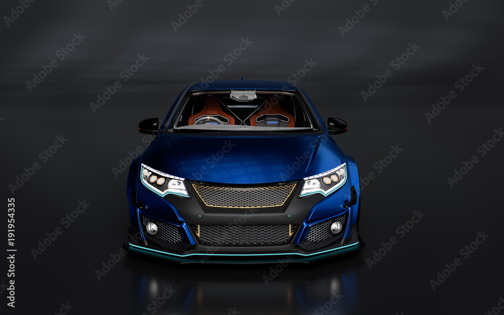3D Rendering of a Brand-less Generic Concept Racing Car. Illustration 3D.