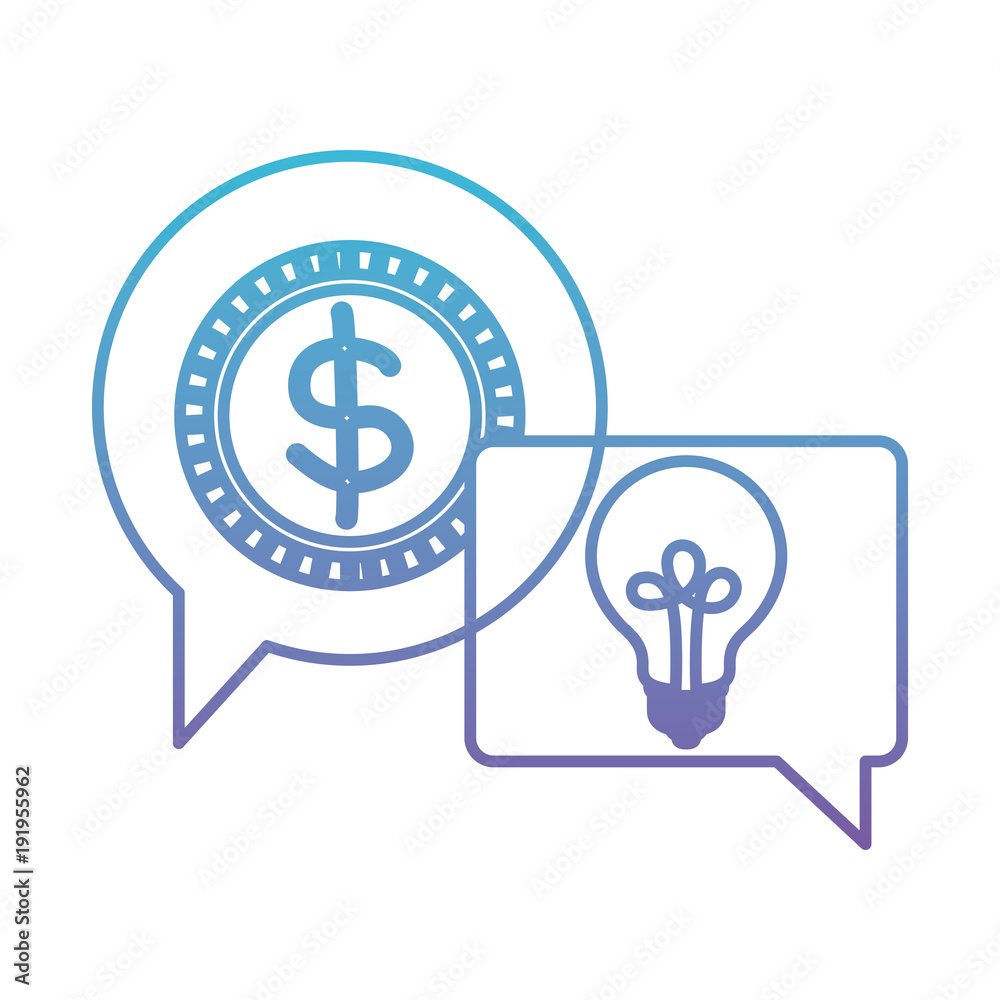 speech bubbles with coin and bulb vector illustration design speech bubbles with coin and bulb vector illustration design