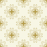 Floral vector golden ornament. Seamless abstract classic background with flowers. Pattern with repeating floral elements