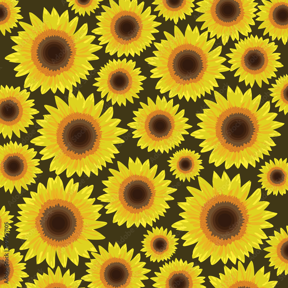 Sunflower seamless pattern background - Vector illustration Sunflower seamless pattern background - Vector illustration