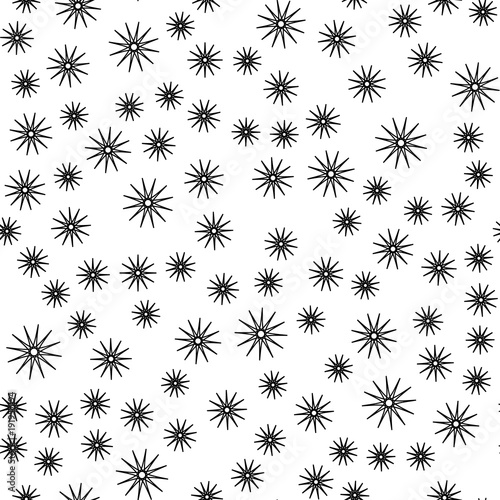 Seamless pattern background. Abstract and Classical concept. Geometric creative design stylish theme. Illustration vector. Black and white color. Snowflake ice and Glitter star shape for Christmas day