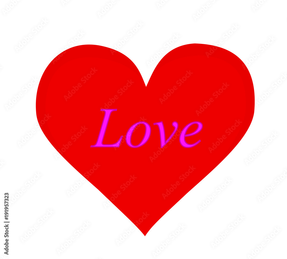 Vector beautiful red hearts on white background, illustration cartoon Vector beautiful red hearts on white background, illustration cartoon