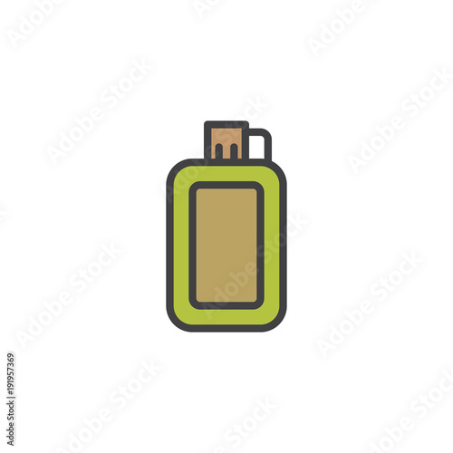 Water flask filled outline icon, line vector sign, linear colorful pictogram isolated on white. Symbol, logo illustration. Pixel perfect vector graphics