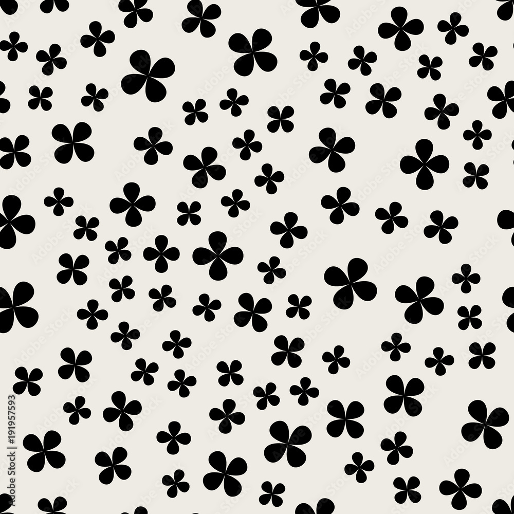 Fototapeta premium Seamless pattern background. Abstract and Classical concept. Geometric creative design stylish theme. Illustration vector. Black and white color. Clover leaf shape