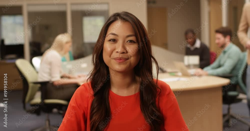 4K Smiling friendly businesswoman making a video conference call in the office 4K Smiling friendly businesswoman making a video conference call in the office