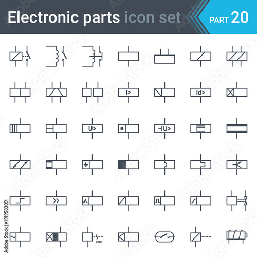 Electric symbols set of relays and electromagnets photo