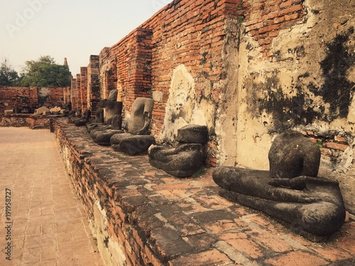 ancient remains of thai historical ,Buddha head