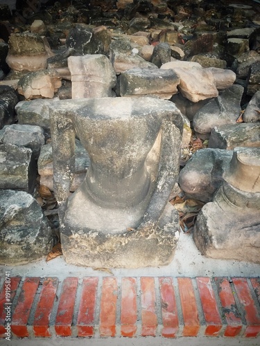 ancient remains of thai historical ,Buddha head