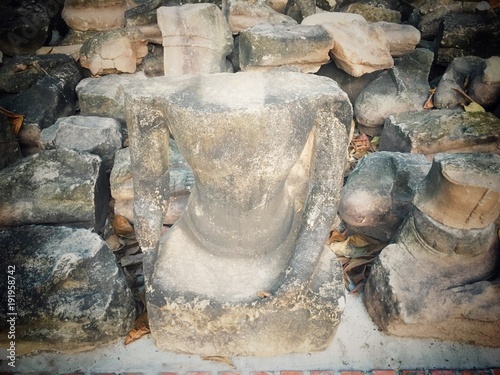 ancient remains of thai historical ,Buddha head