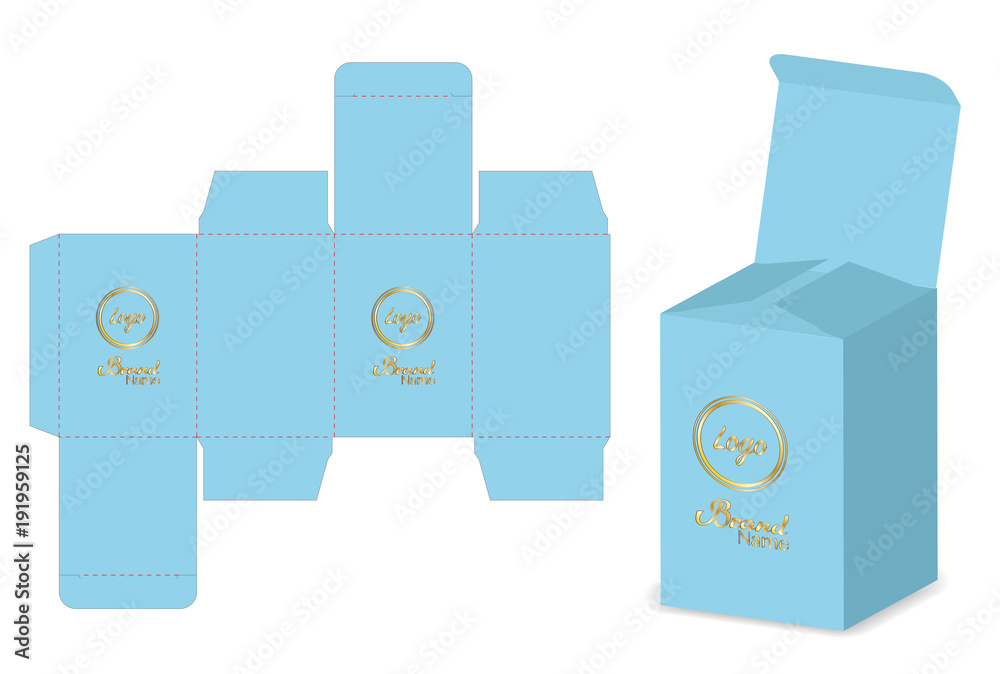 box packaging die cut template 3d mockup