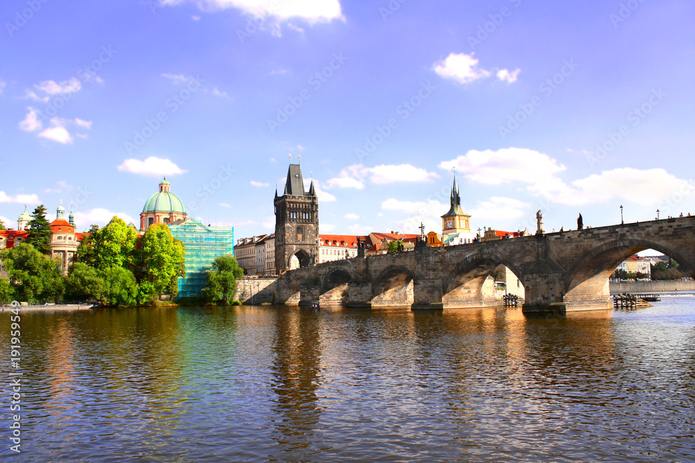 Charles Bridge in Prague, capital city of Czech republic, Europe