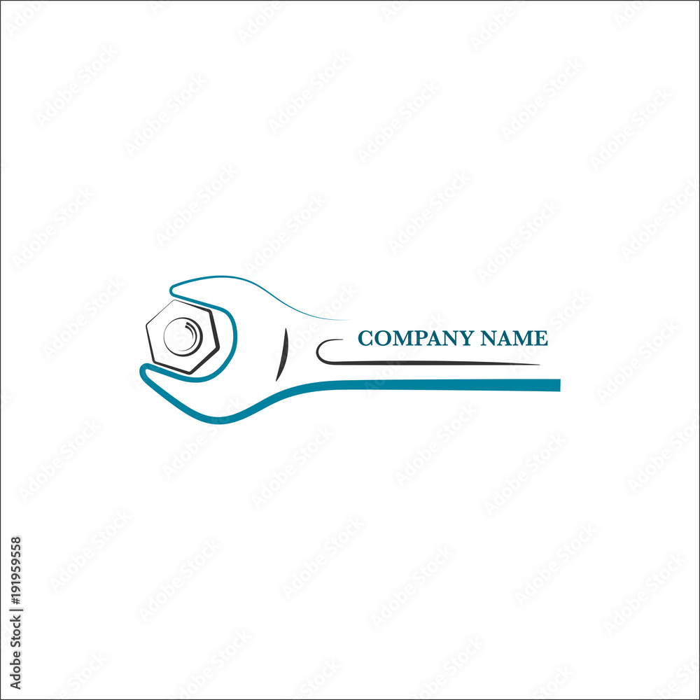 Wrench and bolt icon for repair service logo Wrench and bolt icon for repair service logo