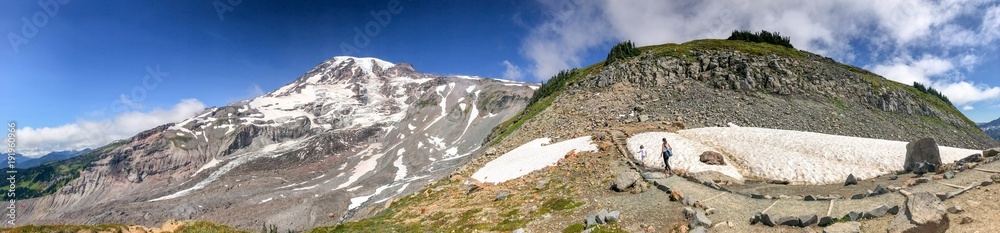 Mount Rainier National Park trail in summer season