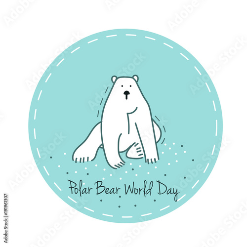 Polar Bear Day Vector Illustration. Sticker with white bear.