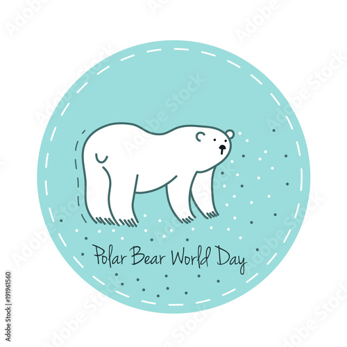 Polar Bear Day Vector Illustration. Sticker with white bear.